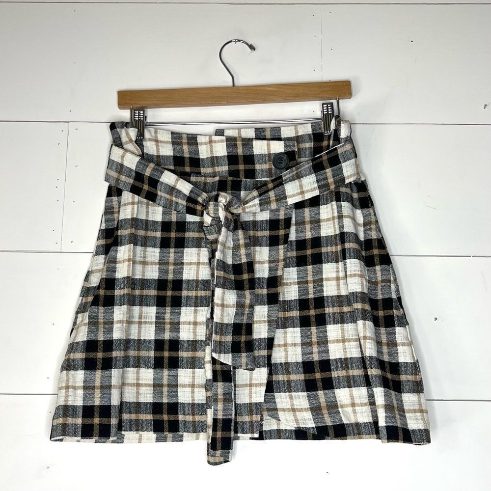 Women’s Zara Checkered Paperbag Skirt M NWOT